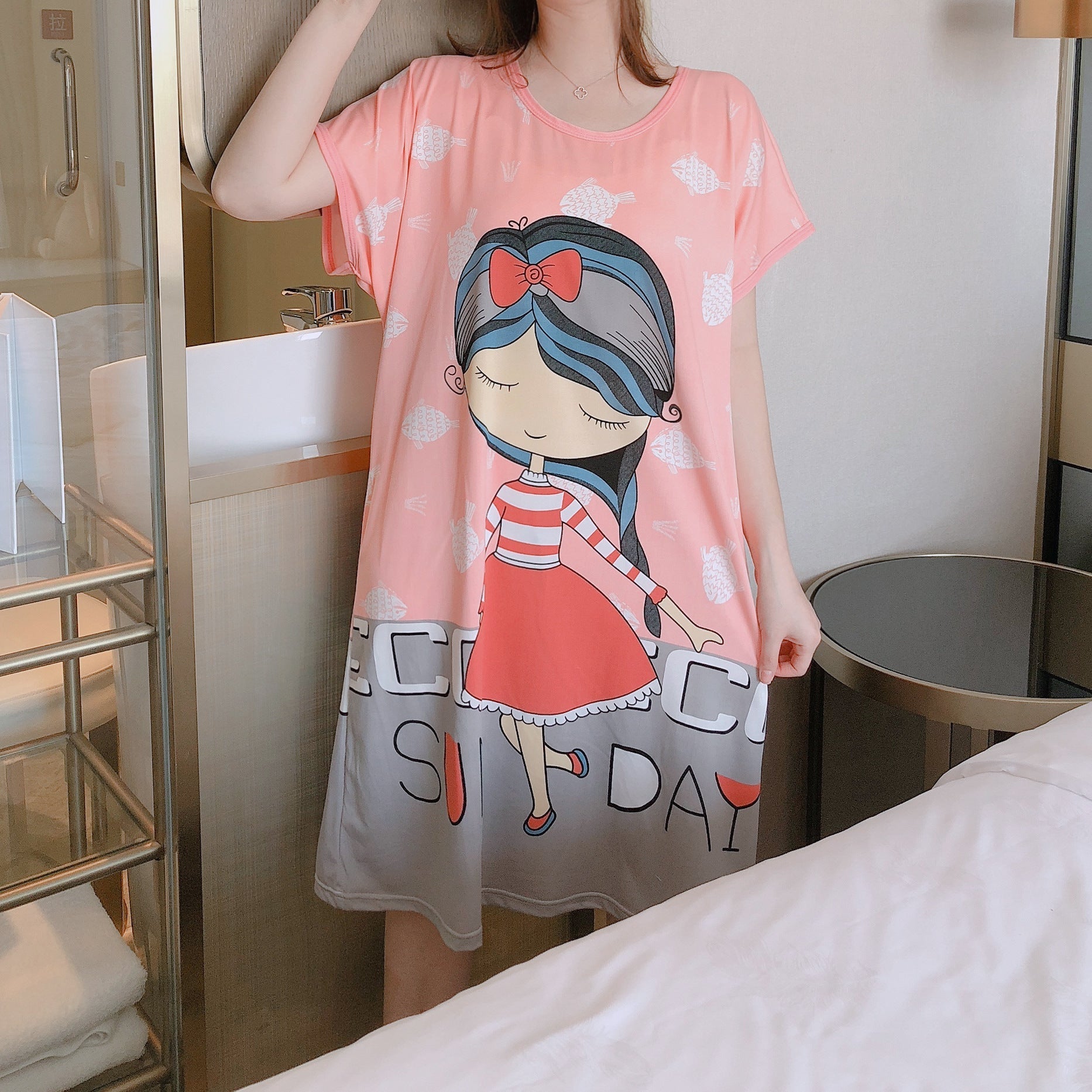 Summer Korean Princess Sweet Cute Cloth Bag Nightdress Women