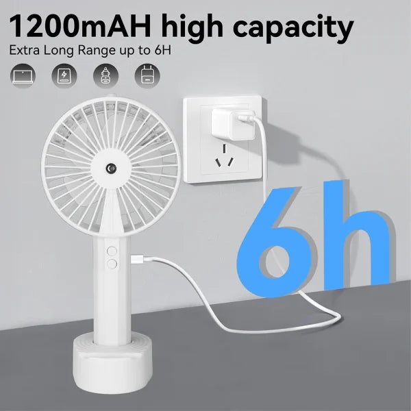 Handheld Spray Fan Creative Gift Students Portable Desktop Outdoor Humidifying Table Small Diplo pore Fan